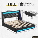 Rolanstar LED Bed Frame with Charging Station and Drawers