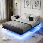 Smart Full Size Floating Bed Frame with LED Lights