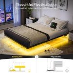Smart Full Size Floating Bed Frame with LED Lights