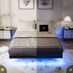 Smart Full Size Floating Bed Frame with LED Lights