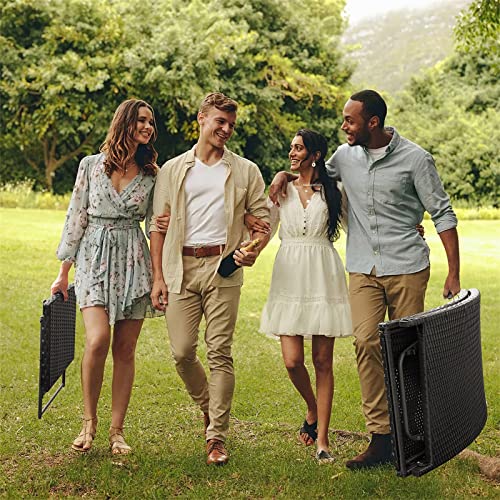 Outdoor Wicker Lounge Chairs Set with Folding Table