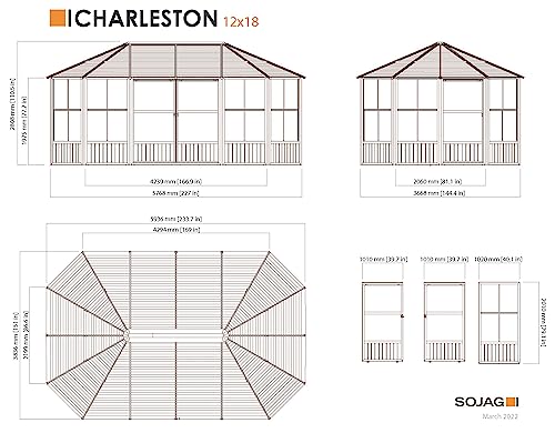 Sojag 12' x 18' Aluminum Solarium with Mosquito Net