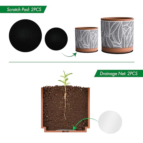 Leaves Pattern Terracotta Planter Pot Set (4" and 6")