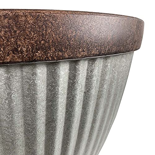 Westlake Indoor/Outdoor Pleated Planter with Drainage & Galvanized Finish