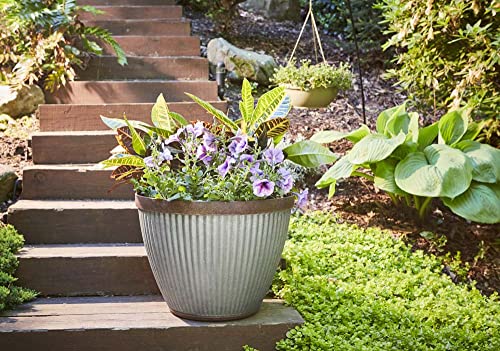 Westlake Indoor/Outdoor Pleated Planter with Drainage & Galvanized Finish