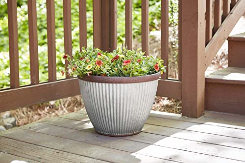 Westlake Indoor/Outdoor Pleated Planter with Drainage & Galvanized Finish