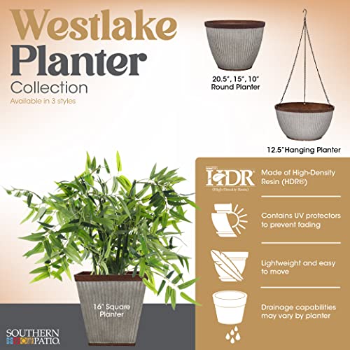 Westlake Indoor/Outdoor Pleated Planter with Drainage & Galvanized Finish