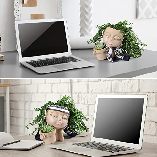 Double Flower Pots - Cute Resin Lady Face Planter