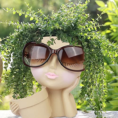 Double Flower Pots - Cute Resin Lady Face Planter
