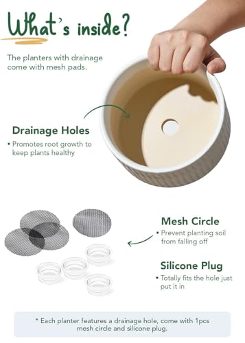 LE TAUCI Succulent 6.5+8 Inch Pot Set, Matte White