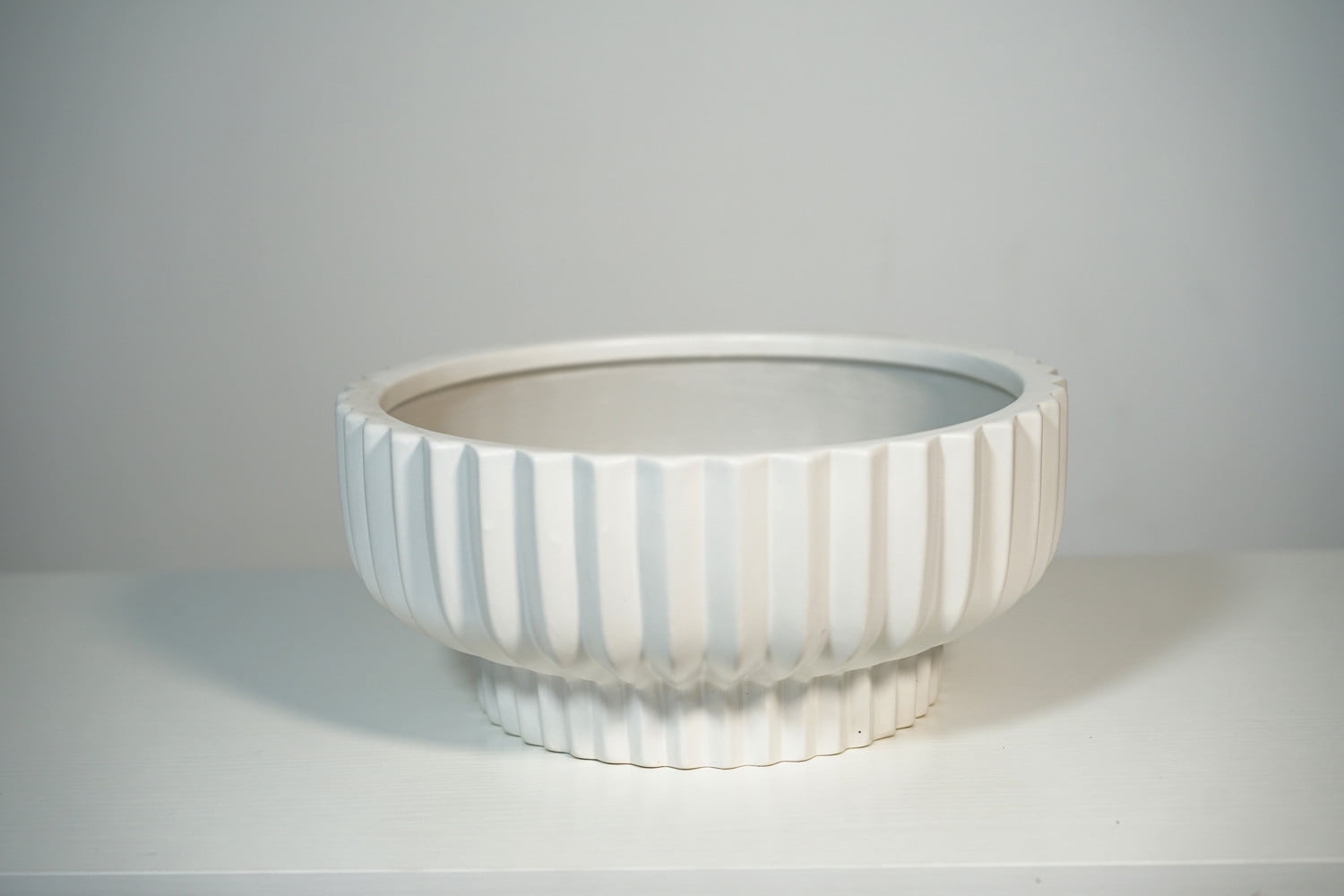 BH&G 12" Fischer Round Ceramic Planter - White