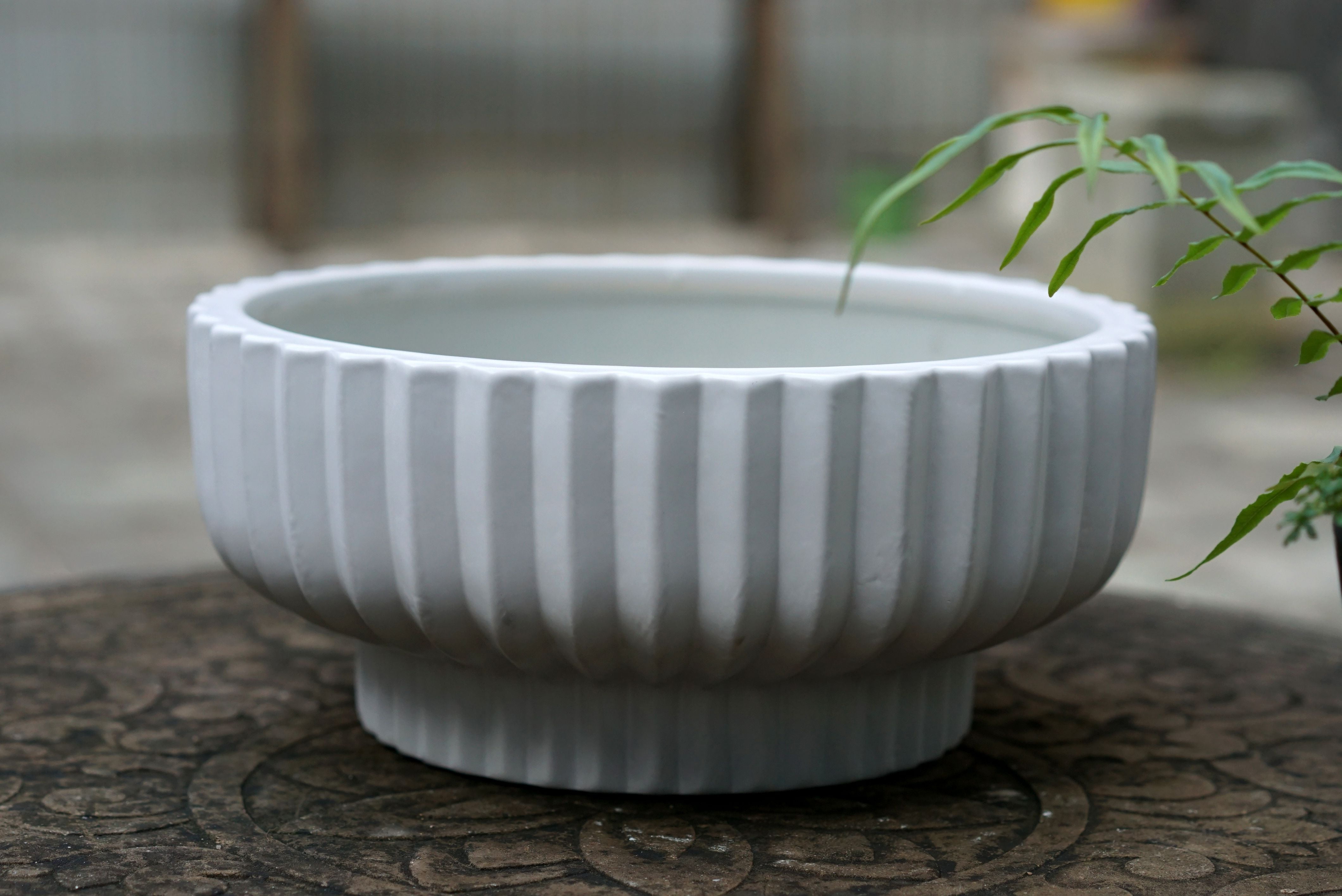 BH&G 12" Fischer Round Ceramic Planter - White