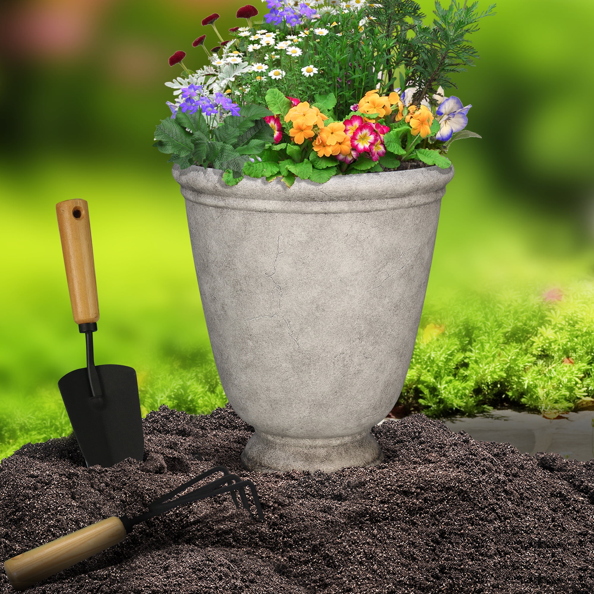 Ember Gray Resin Planter by Better Homes & Gardens