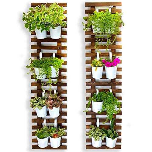 Wooden Wall Hanging Planters - 2 Pack, Large Vertical Garden Decor