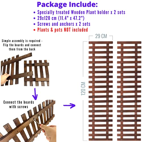 Wooden Wall Hanging Planters - 2 Pack, Large Vertical Garden Decor