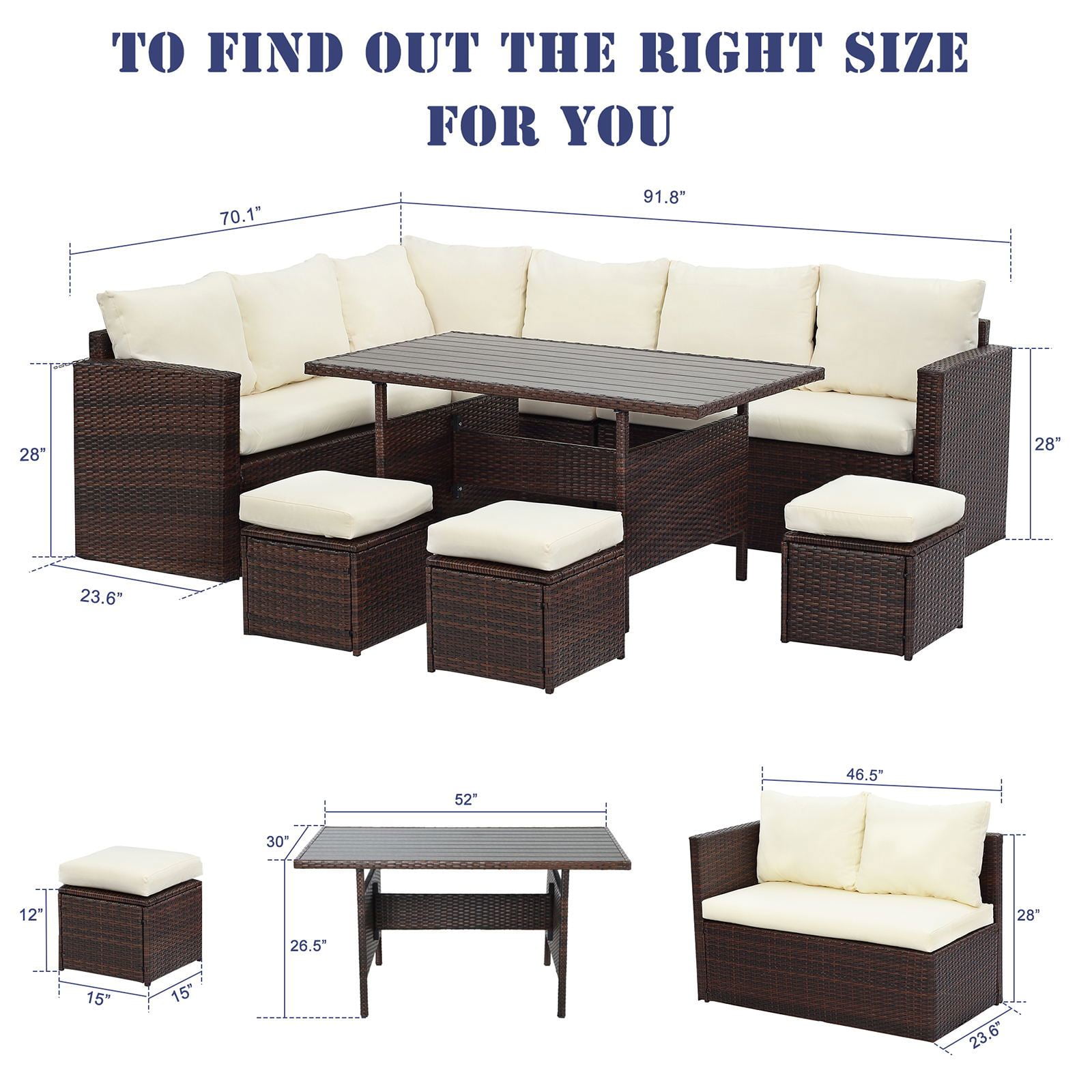 7 Piece All-Weather Wicker Outdoor Sectional Set