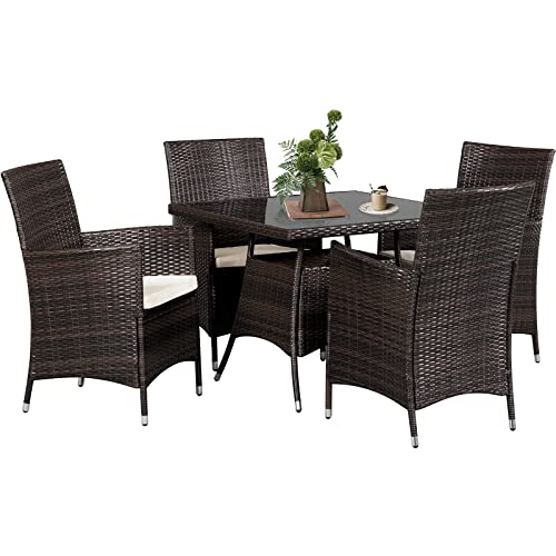 SUNCROWN 5 Piece All-Weather Wicker Dining Set