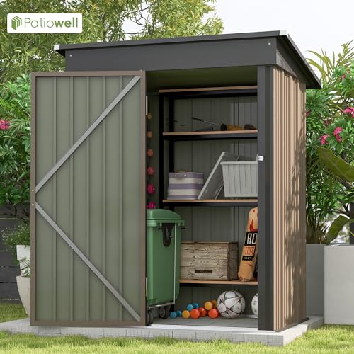Metal Tool Shed with Lockable Door for Patio Garden