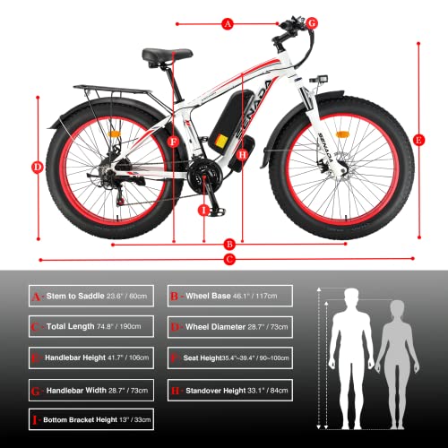 SENADA Fat Tire Electric Bike - 1000W Motor 48V 17.5Ah
