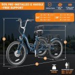 MOPHOTO Electric Trike: 7 Speeds, 350W, 3 Wheels