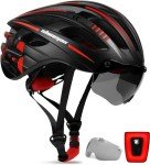 Shinmax Bike Helmet with USB Rechargeable Light & Detachable Goggles