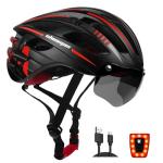 Shinmax Bike Helmet with USB Rechargeable Light & Detachable Goggles