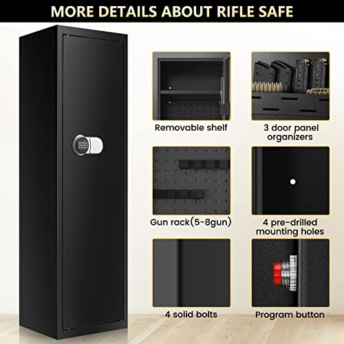 Large Fireproof Rifle Safe with Adjustable Bracket & Shelf