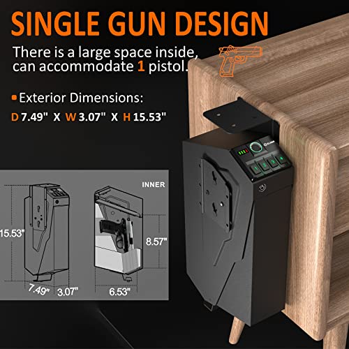 Mounted Pistol Safe with Biometric Lock