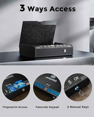 Biometric Pistol Gun Safe with Fireproof Bag