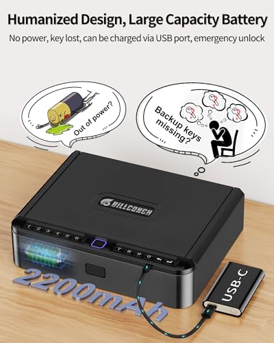 BILLCONCH Biometric Gun Safe 4-Way Quick Access