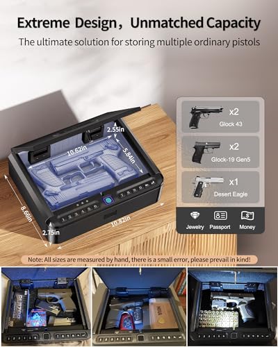 BILLCONCH Biometric Gun Safe 4-Way Quick Access