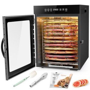 12-Tray Stainless Steel Food Dehydrator with Dual Fans