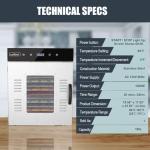 NutriChef Stainless Steel Food Dehydrator - 1000W, 14 Shelf