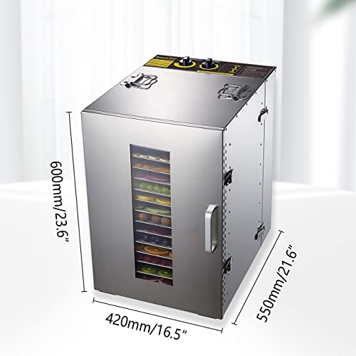 16-Tray Stainless Steel Food Dehydrator for Home & Restaurant