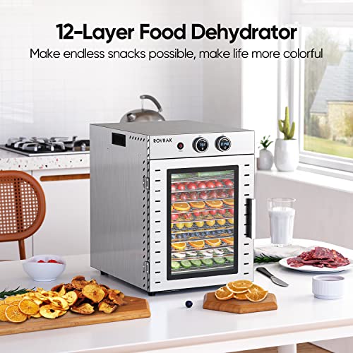 ROVRAk 12-Tray Stainless Steel Dehydrator with Heat Control