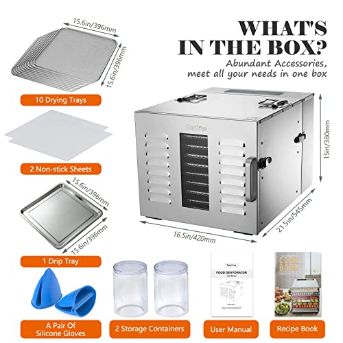 Stainless Steel 10-Tray Food Dehydrator with Timer