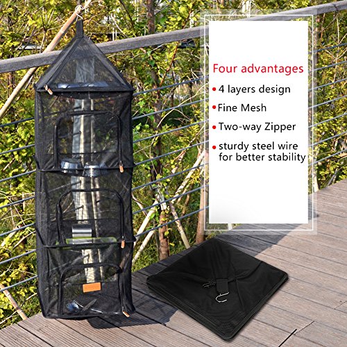4-Layer Foldable Hanging Food Dehydrator Net Rack