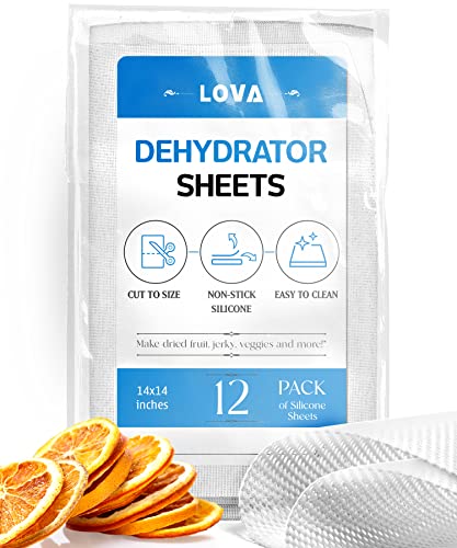 12-Pack Silicone Dehydrator Sheets with Fine Mesh Trays