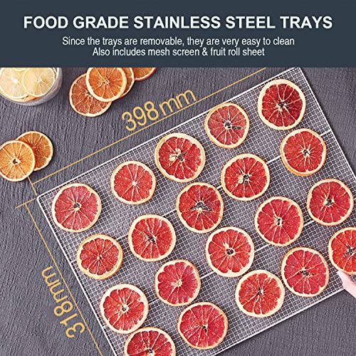 NutriChef Stainless Steel Food Dehydrator - 1000W, 14 Shelf