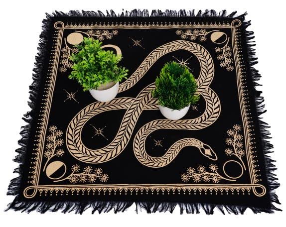 Golden Snake Tarot Table Cloth - 18x18 Inches