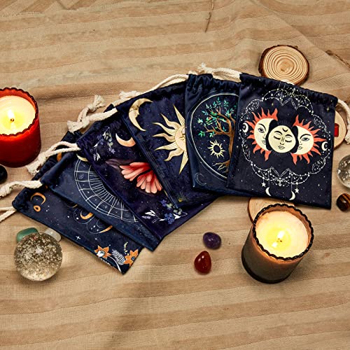 6-Piece Tarot Bag Kit Velvet Drawstring Deck Holder