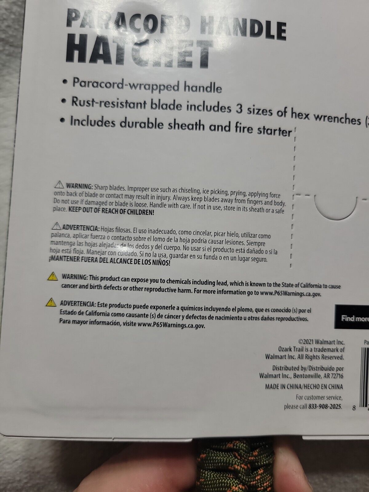 Paracord Hatchet with Fire Starter Package