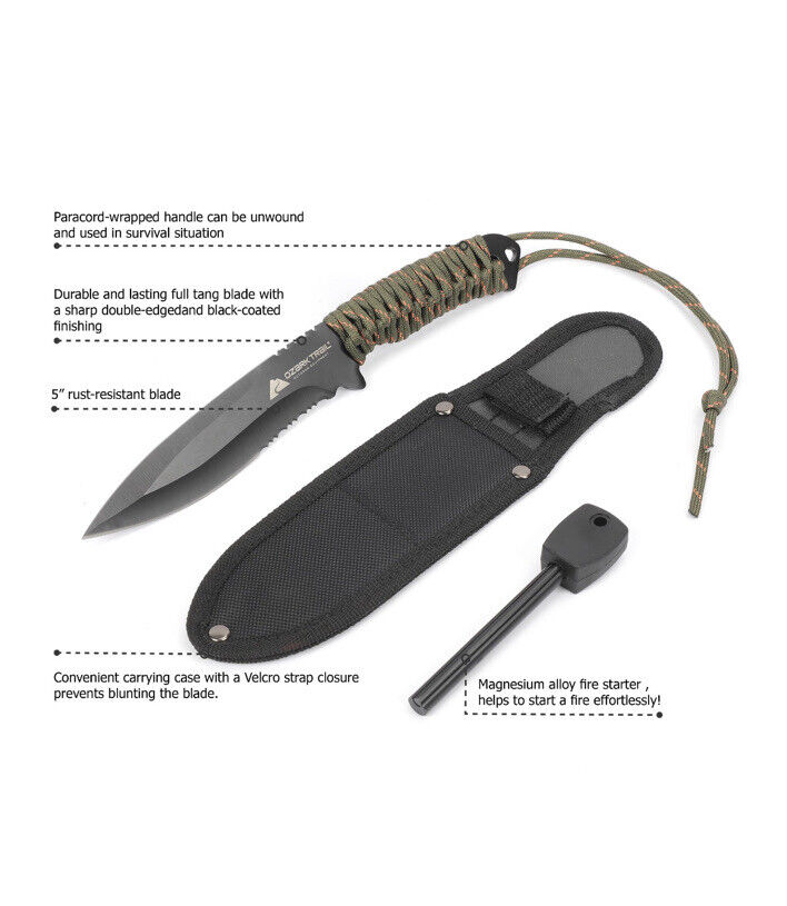 Ozark Trail Paracord Knife with Fire Starter