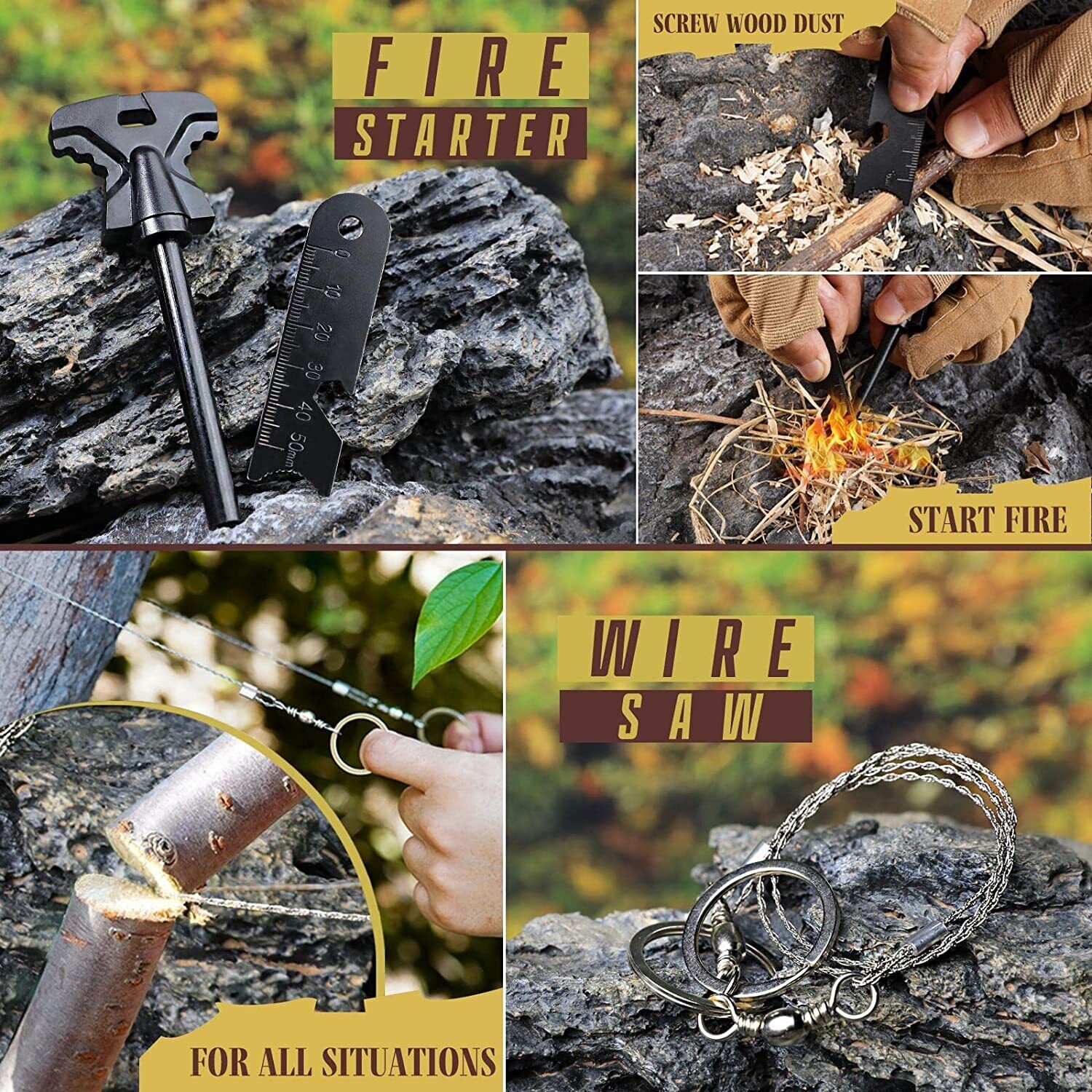 Outdoor Survival Kit with 14 Tools