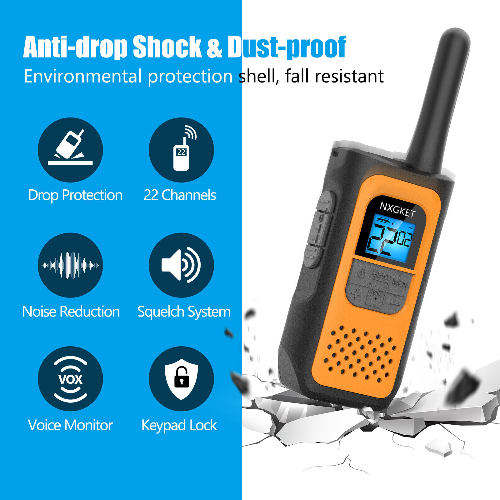 4-Pack Rechargeable Walkie Talkies for Adults