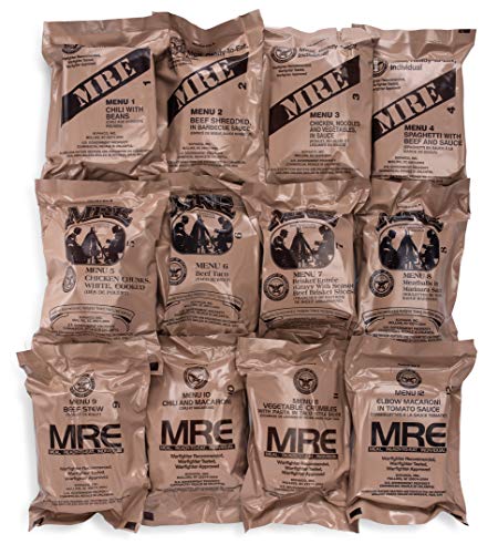 Military MREs: 12ct Case, Menus 1-12