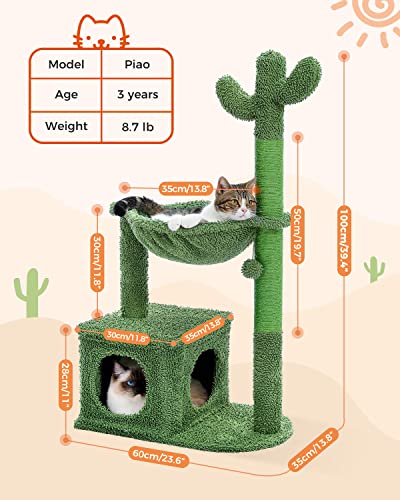 Cactus Cat Tree with Hammock and Scratching Post