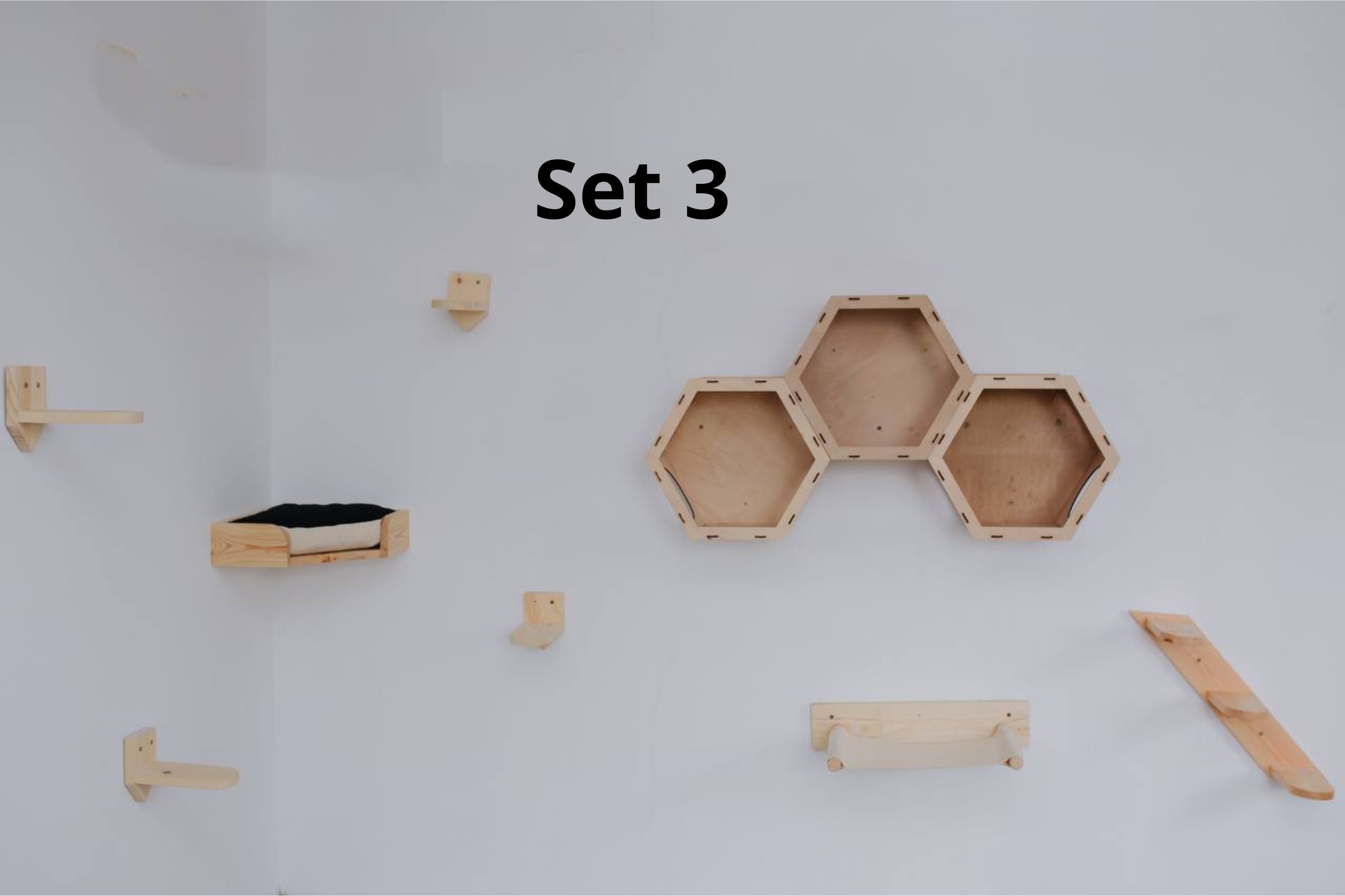 Wall-mounted cat furniture set