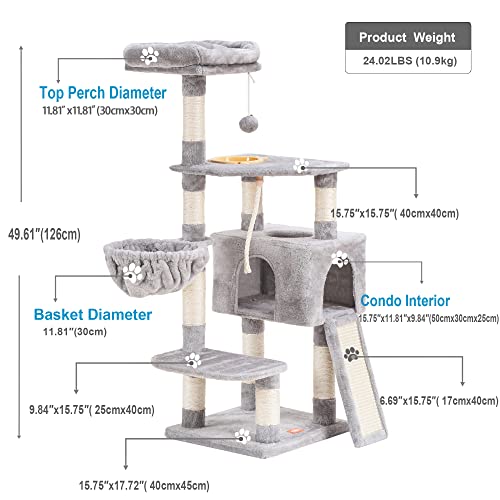 Multi-Level Heybly Cat Tower with Feeding Bowl
