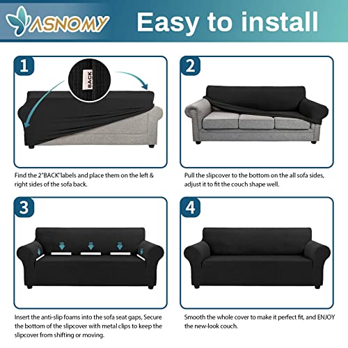 Stretch Sofa Covers for Cats in Black